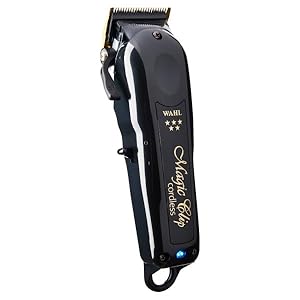 5 Star Black Cord/Cordless Magic Clip Professional Clipper – Adjustable Taper, 8 Cutting Guides (1/16″-1″), Power Supply, Oil, Cleaning Brush, & Professional Grade Red Guard