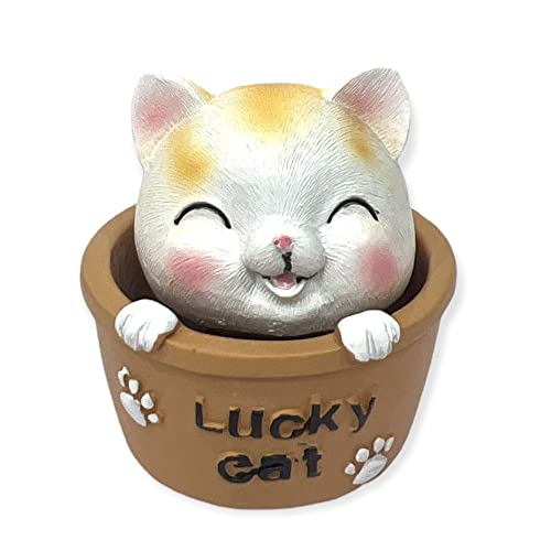 Image of AUGEN Polyresin Cute Cat Happy Bobblehead Idol Statue Showpiece for Home Decor Decoration and Gifting (1 Piece,7532F)