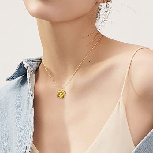 FANZE Charm Heart Necklace for Women,14K Gold Plated Sun Big Heart Rhinstone Pendant Necklace,Paperclip Chain Statement for Women Trendy2