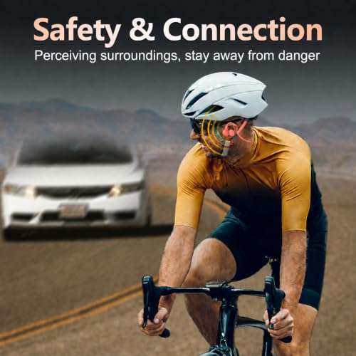 Image of Ortizan Open Ear Headphones, Bluetooth 5.3 Wireless Air Conduction Headphones Sport Earbuds, Premium Sound, IPX6 Waterproof, Clear Call, 19g Lightweight Earphones for Running Cycling Workouts (Orange)