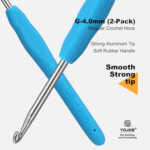 Image of 2Pcs 4.0mm Crochet Hooks, Ergonomic Crochet Hook for Arthritis and Beginners, Extra Long, Smooth, Comfortable (Size G / 4.0mm)