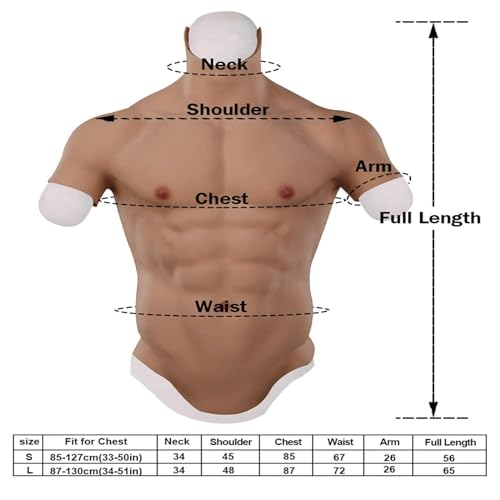 Faux muscles réalistes en silicone marron de taille S pour homme