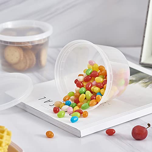 Image of [240 Set - 16 oz.] Plastic Deli Food Storage Containers With Lids, Disposable togo containers for soup, Meal Prep, Slime | BPA Free | Stackable | Leakproof | Microwave | Dishwasher | Freezer Safe
