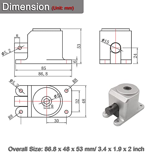 Image of 1:1 Manual Right Angle Tapered Bevel Gearbox with Handle 1.5 Module 20 Teeth 90 Angle Drive Steering Gear Device Simple Mechanical DIY Module with 15mm Shaft