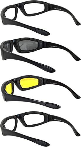 OWL Motorcycle Riding Sport Sunglasses Assorted Color Multipacks, Unisex Foam Padded Wind Blocking Glasses UV400 Protection3