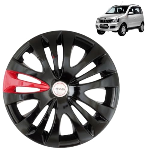 Image of Prigan Quanto Black Red 15 Inch Wheel Cover for Quanto (Set of 4 Pcs) (Press Fitting) Model- Ertiga T1 BRed 15