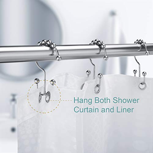 image for CHRYZTAL Stainless Steel Shower Curtain Hooks Rings, Double Glide Show