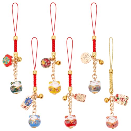 Porte-clés Maneki Neko chat porte-bonheur japonais pour sac à main et décoration Fengshui