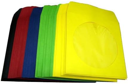 KFMsupply Paper Sleeve CD/DVD Multi Color - Red, Green, Blue, Yellow, Black - 500 Sleeves