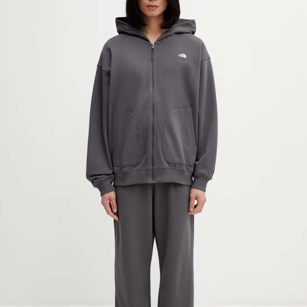 The North Face Unisex Essential Oversize Full Zip Hoodie Jacket, Anthracite Grey, XS