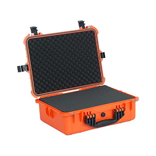 Image of MEIJIA All Weather IP67 Waterproof Hard Camera Case,Hard Protective Case,Hard Case with Customizable Foam,Fit Use of Drones,Camera,Equipments,Pistols(Orange,19.78x15.77x7.41inches)