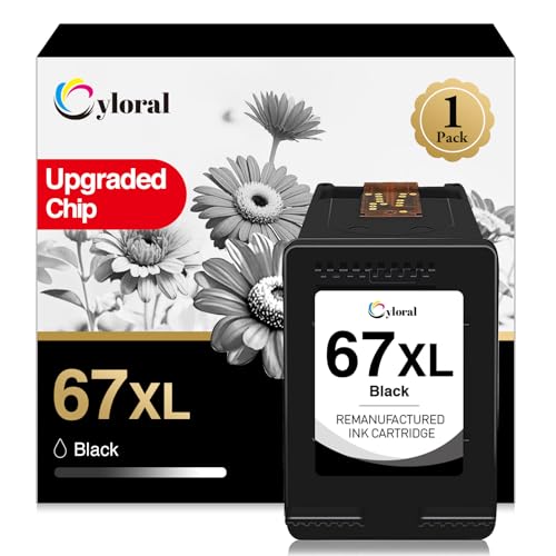 Cyloral 67XL Ink Cartridge Black for HP Deskjet 2827e 2855e 2800e 2842e 2852e 4200e 4252e 4255e 4258e 2700e 2755e 4100e 4133e Envy Pro 6000 6400 Printer Remanufactured for HP 67XL 67 XL (Black)