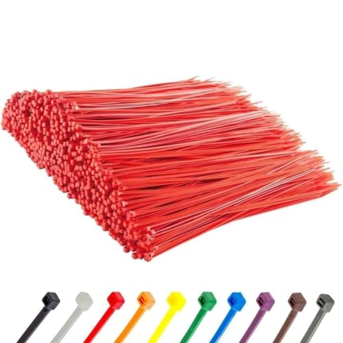 Image of GTSE 12 inch Red Zip Ties, 1,000 Bulk Pack, 50lb Strength, UV Resistant Long Nylon Cable Ties, Self-Locking 12 Inch Tie Wraps