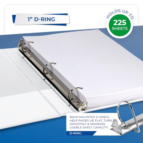 Image of Samsill Durable 1 inch 3 Ring Binder, D Ring Binder, 100% Recycled Chipboard, White, 24 Pack, Bulk