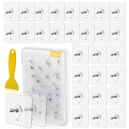 yuejuhe 30 Stück Klebeschrauben ohne Bohren, Klebe Schrauben Transparent, Selbstklebende Schraubstange Wandbefestigung für Badezimmer Duschraum Küche Abstellraum
