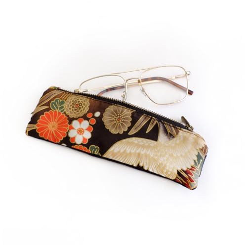 Image of SUMI Multi-Purpose Pencil Case Japanese Style - Elegant and Versatile for Pens, Accessories, Glasses and More - Includes Elastic Band for A5 Planners - Ideal for Office, Home or Travel (Green Garden)