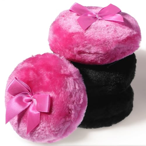 Guduling 4 esponjas de polvo para polvo corporal, 3.35 pulgadas lavables con lazo, inflador corporal suave reutilizable para aplicaciones húmedas y secas para bebés, niños y adultos