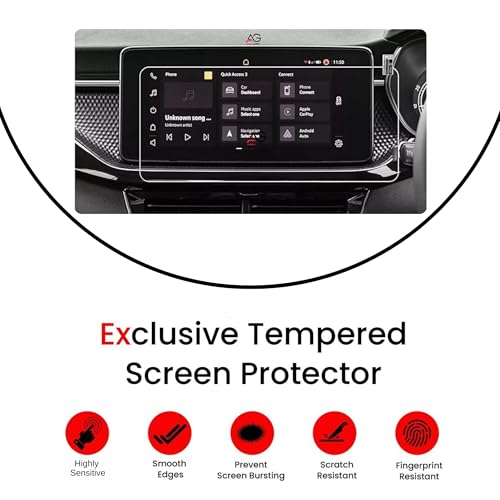 Image of 10-Inch Infotainment System Screen Protector For SKODA SLAVIA | Transparent & Durable Screen Guard Car Accessories | Breakproof & Smudge Resistant | Car Tempered Glass