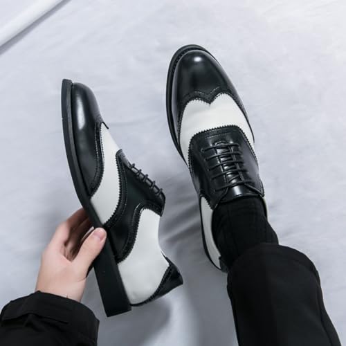 Men's Two - Tone Leather Wingtip Oxford Shoes with Laces, Combining Classic Design and Fine Craftsmanship4