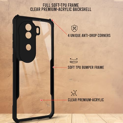 Image of Jkobi Back Cover Case for Vivo iQOO Z9s (Shockproof with Polycarbonate Clear Panel | Professional Black)