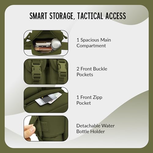 Image of CARRY TRIP Tactical Camping Waist Pack - Oxford Fabric Hip Belt Bag Pouch with Detachable Water Bottle Holder - Utility Sling Bag for Trekking, Cycling, Travel & Outdoor Use (Green)