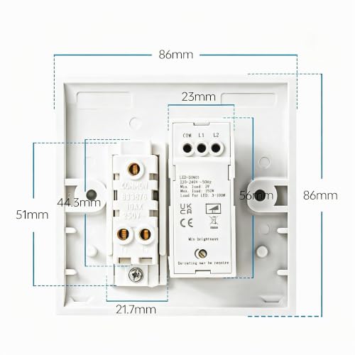 Variateur d'intensité LED et interrupteur à bascule pour lampes LED/halogènes/lampes à incandescence – vue 7