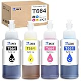 Printers Jack Compatible Epson T664 Refill Ink Bottle kit for Expression ET-2650, ET-2500, ET-2550,