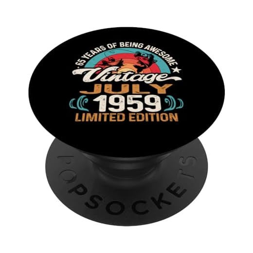 Vintage 65 Cumpleaños Pescadores de 65 años Nacidos Julio 1959 PopSockets PopGrip Intercambiable