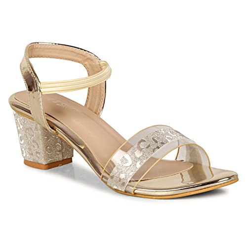 Image of Smart & Sleek Transparent Block Heels Sandals for Women & Girls-AB55