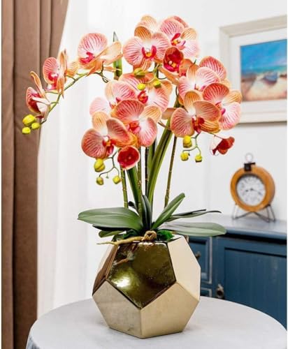 Orchidée artificielle haut de gamme 24,4 pouces avec vase design élégant