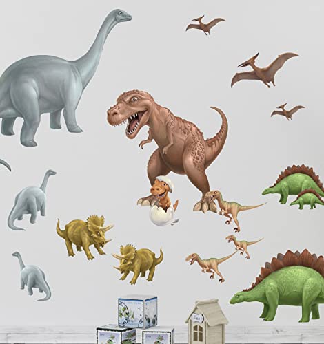 Dinosaur Wall Decals for Kids Room, Boys Bedroom Decorations, Playroom Mural Stickers (Dinosaur Assorted)