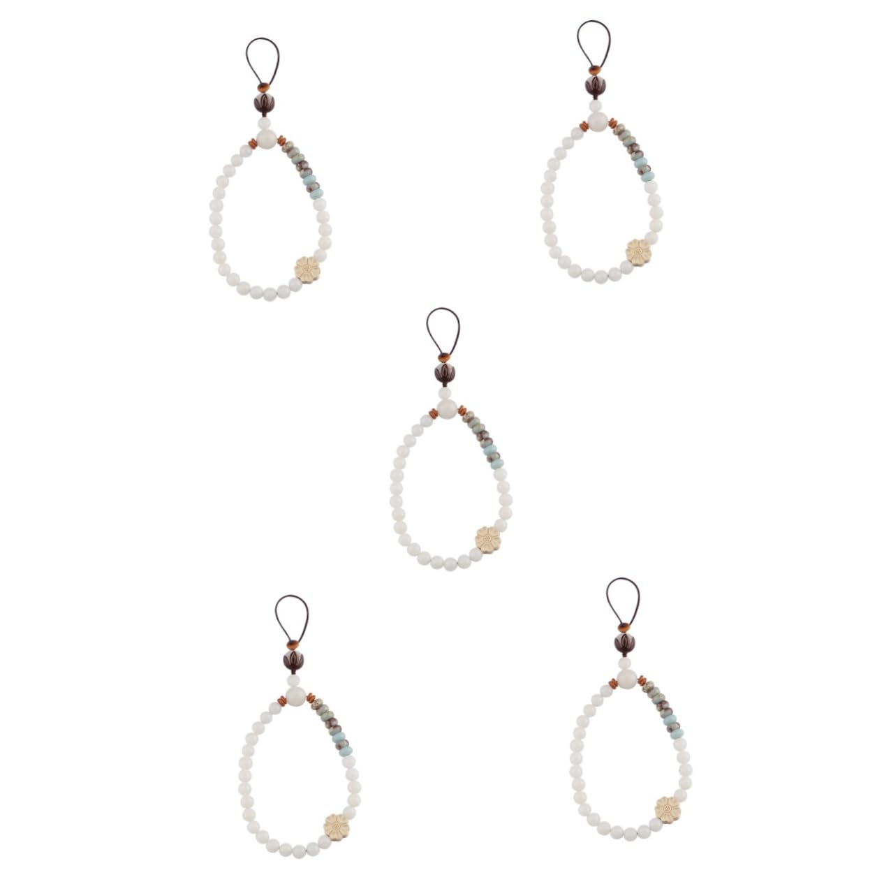 DOITOOL 5 Piezas De Cordón Con Cuentas Para Teléfono Móvil Colgante Decorativo Con Forma De Flor Cuerda Para Colgar La Identificación Accesorios