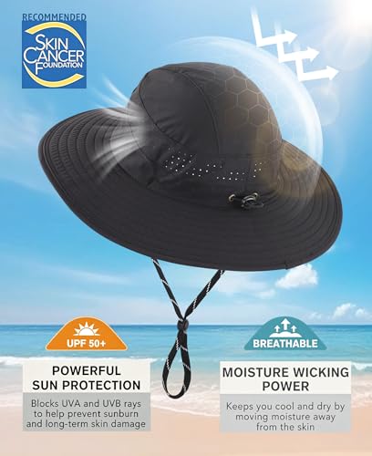Image of Connectyle UPF 50+ Wide Brim Sun Hat for Men Women UV Protection Bucket Hats Outdoor Breathable Safari Hat for Fishing Hiking