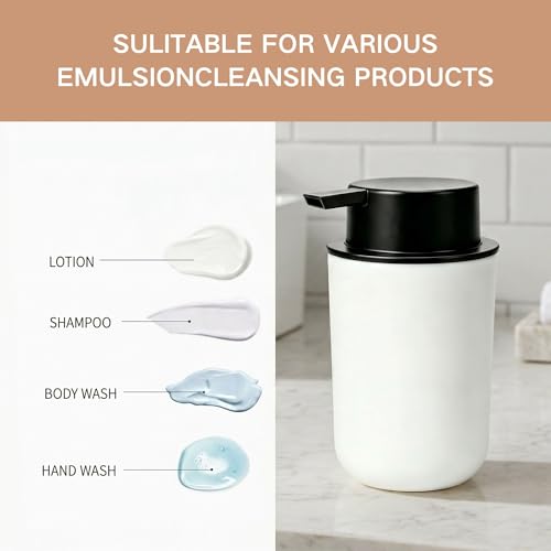 AxonVolu Bamboo Fiber Soap Dispenser, Refillable Pump Bottle (White) AxonVolu Bamboo Fiber Soap Dispenser, Refillable Pump Bottle (White) - Image 4