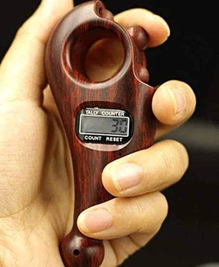 Image of Digital Tally Counter for Japa,Multi Color with Display Tasbeeh /Zikr Tasbih - Ring Counter Counter Mala Without Compass - Wooden Finish Bead Counter for Meditation, Prayer & Chanting