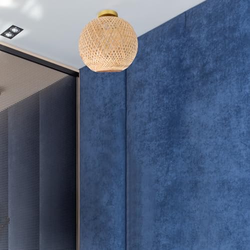 Lustre en bambou artisanal tressé main style vintage