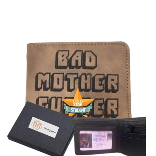Embroidered Bad Mother Leather Wallet bad mother f ker wallet leather (brown)4
