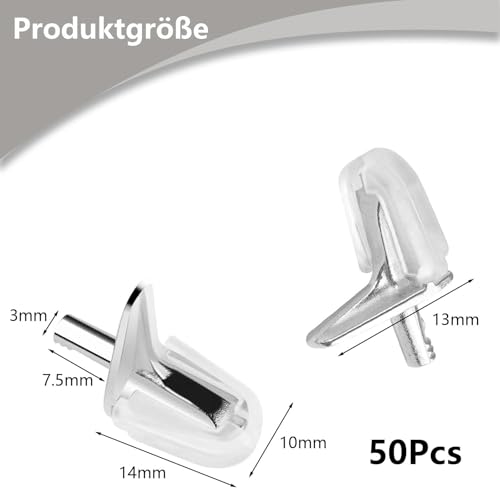 GIONAT Pack of 50 Invisible Shelf Brackets, Sturdy 3 mm Floor Supports with Steel Pins - Image 2