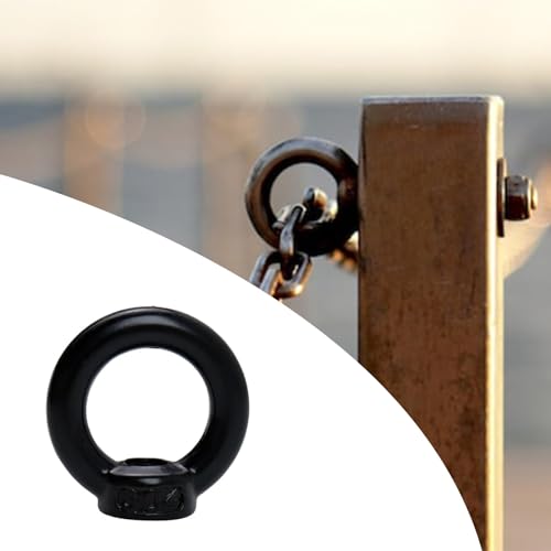 Image of Antrader Lifting Eye Nut,M5 Ring Eye Bolt Threaded Nuts,Black,6Pcs | Stainless Steel Heavy Duty Metric Eye Nuts for Mounting Anchor Point