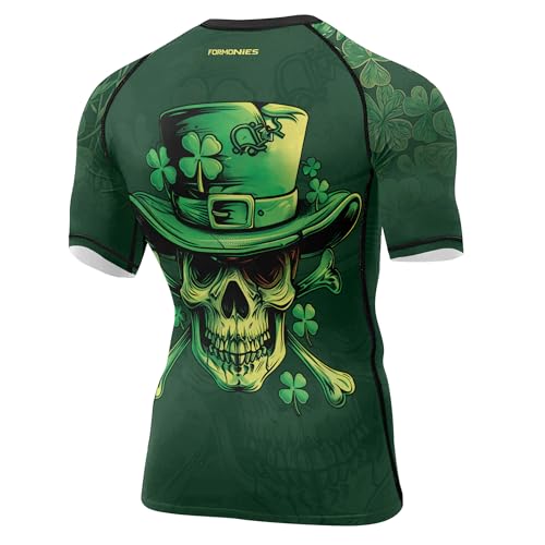 St Patrick's Day BJJ Rash Guards Grappling MMA Jiu Jitsu Men's Short Sleeve Baselayer Compression Shirt3