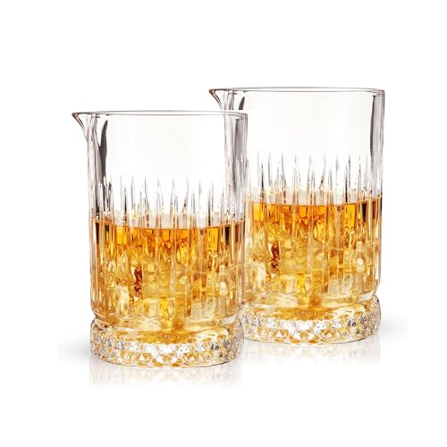 2 Pack Large Cocktail Mixing Glass, 25.6oz Seamless Crystal Bar Mixing Glasses with Weighted Thick...