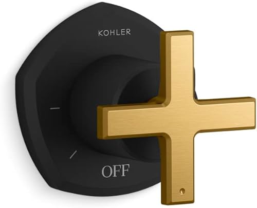 Miniatura 44 de Kohler T27042-4-BN Occasion™ Tapacubos de válvula de transferencia con manilla de palanca, níquel cepillado vibrante Vibrant Brushed Nickel,Negro