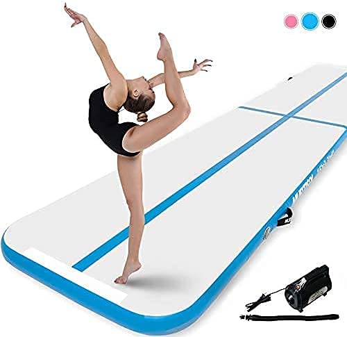 Murtisol 27ft Inflatable Gymnastics Training Mats Tumbling Mats 4 Inch Thickness for Home Use/Training/Cheerleading/Yoga/Water Fun with Electric Pump Blue