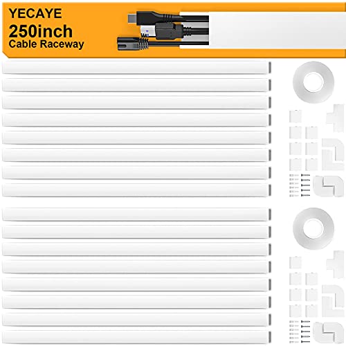 250in Cord Hider - Cable Hider - Durable Wire Management Kit- Cuttable PVC Cable Concealer Kit - Paintable Wire Hiders for TV on Wall Office Home - 16X L15.7in W0.95in H0.55in, Medium, White