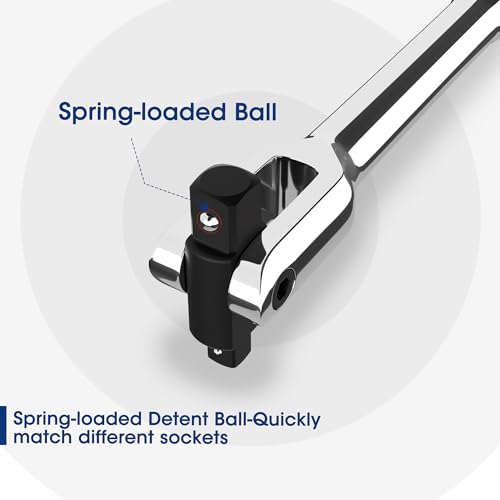 Image of WORKPRO Dual Drive Breaker Bar, 3 /8 inch & 1 /2 inch Drive, Heavy Duty Breaker Bars, 16-inch Length with 360 Rotatable Head, Spring-loaded Detent Ball, Chrome Vanadium Steel Made