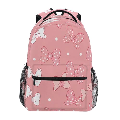 Pink Bows Dot Pattern Kids Backpack for Boys Girls Backpacks Student Backpack Big For Elementary School Shoulder Bag Bookbag