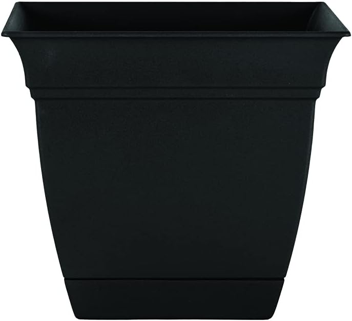 6 Inch Eclipse Plastic Square Planter – Indoor or Outdoor Plant Pots with Saucer in Black by The HC Companies : Patio, Lawn & Garden