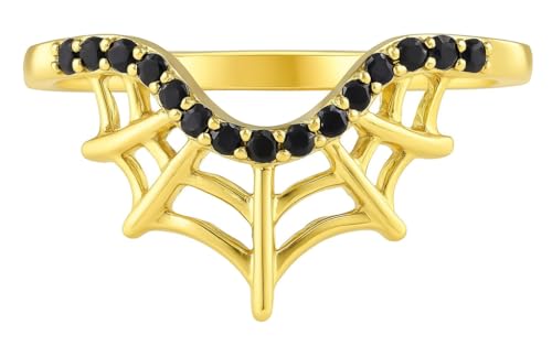 Curved Wedding Bands For Women Moissanite/Onyx/Aquamarine Bridal Engagement Rings Guard Gothic Halloween Spider Web Ring Set Ring Enhancer (Send Gift Box)4