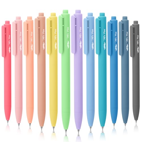 Image of Mr. Pen- Retractable Gel Pens, 12 Pack, Black Ink, Pastel Barrels | Fine Point 0.7mm, Fast Dry, Smooth Writing, Cute Pens for Drawing, Writing Planner and School Supplies