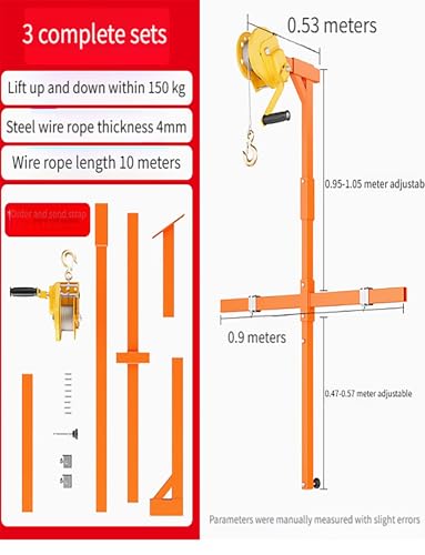 Soporte de grúa para elevación de aires acondicionados con polipasto de cabrestante manual 5
